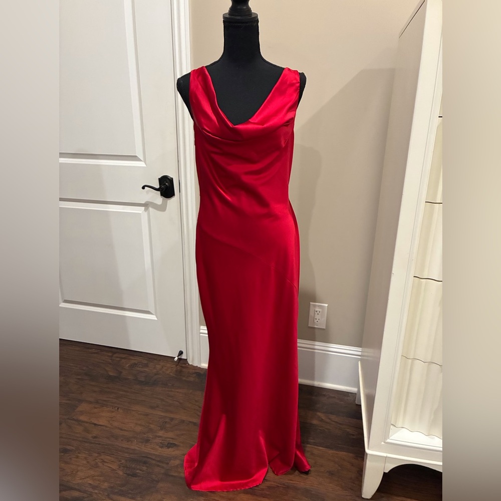 Lilyful Red silky backless Maxi Dress.